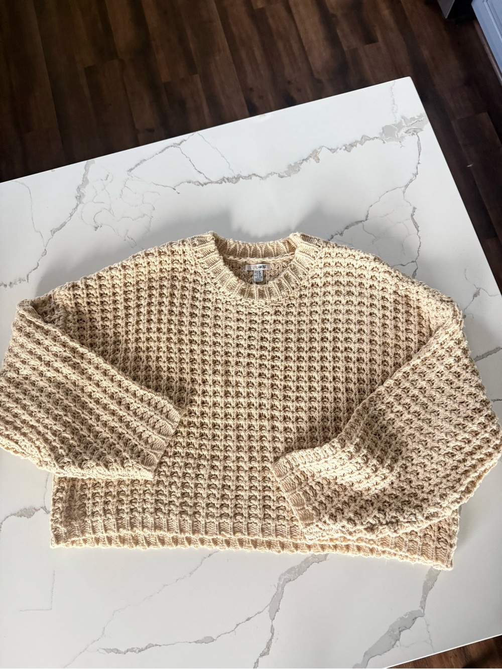 Amuse Society Alyvia Sweater Long Sleeve Sweater Crewneck Chunky Pale Yellow M